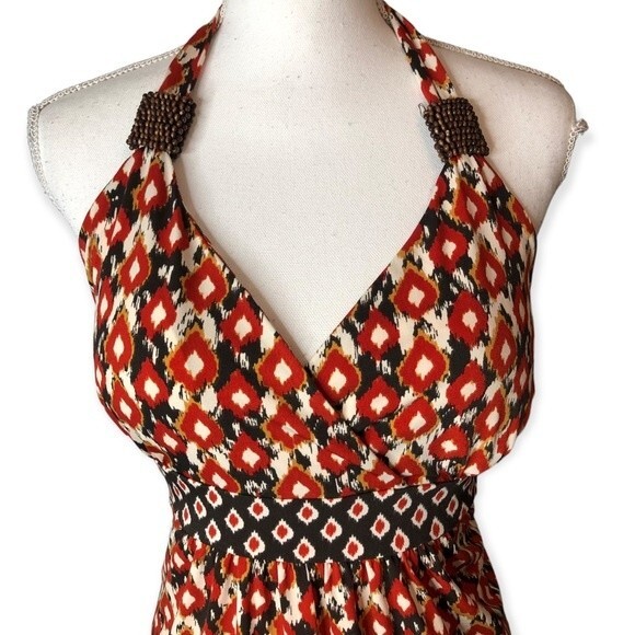 Apt.9 Tribal Print Beaded Details Halter Neck Top - Picture 2 of 7